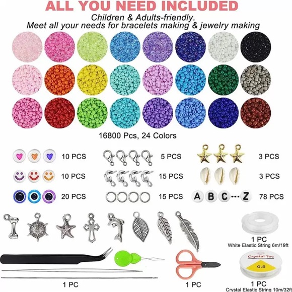Brand New 17000pcs Seed Beads Jewelry Making Kit For Adult, Kids 8+ Years Old - Picture 6 of 8